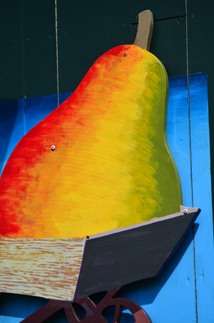 colorful pear sign in vermont  all rights reserved Ernest J. Bordini, Ph.D.