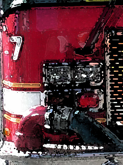 fire engine detail watercolor  all rights reserved Ernest J. Bordini, Ph.D.
