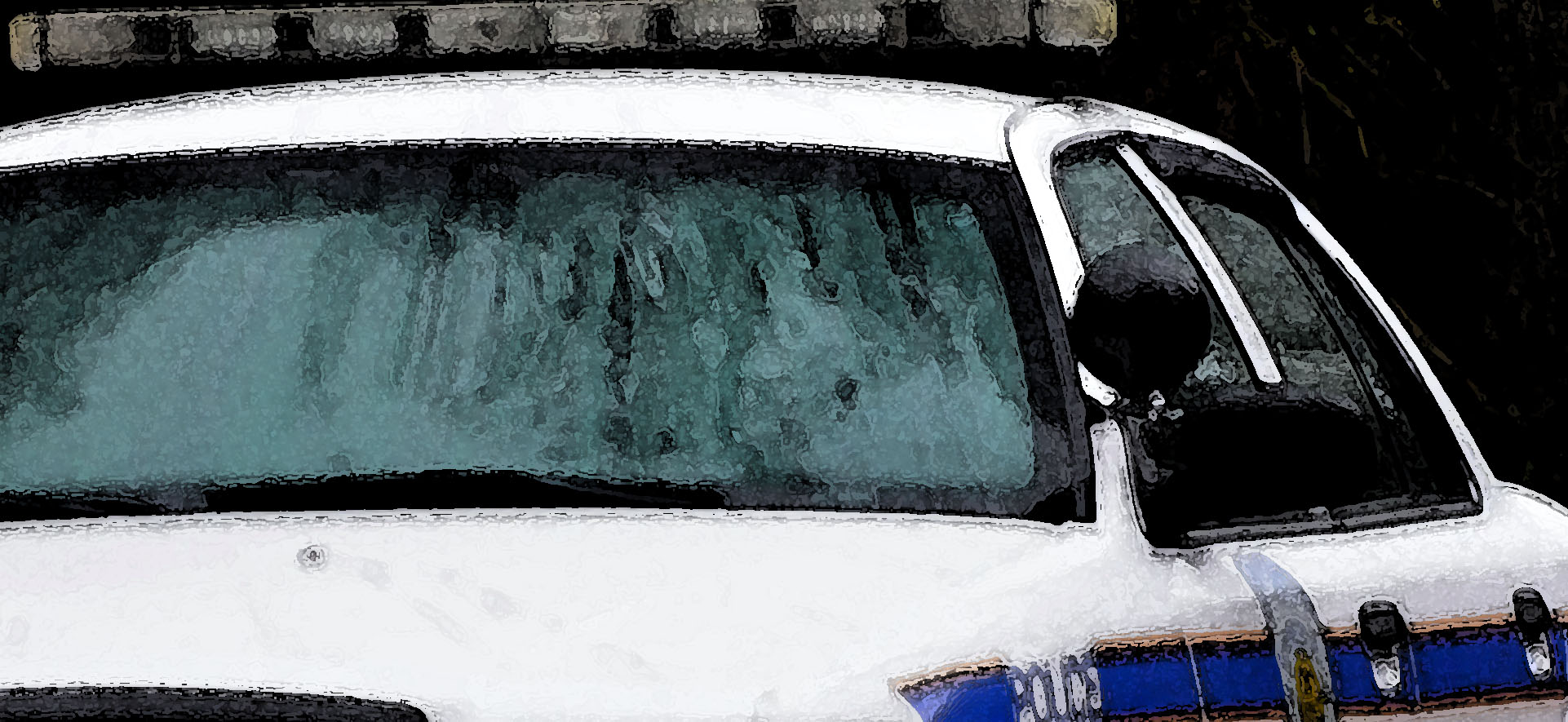 police car watercolor detail